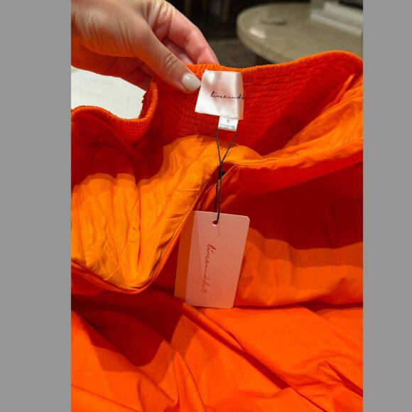 Line & Dot Sunburst Orange Midi Dress Size: S - Picture 5 of 5